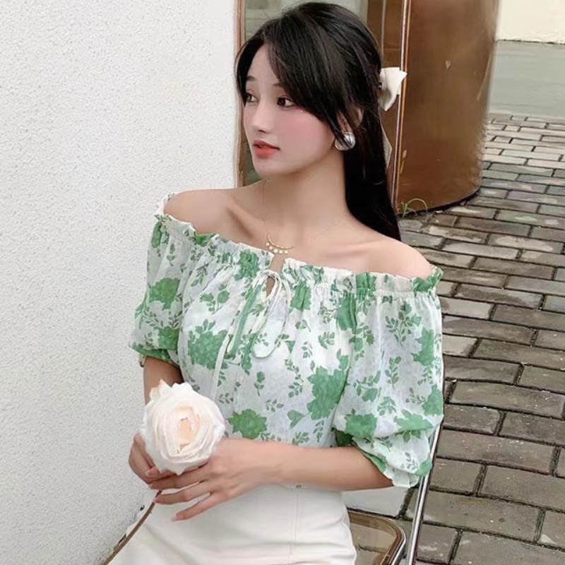 Áo Sơ Mi Tay Ngắn Dáng Rộng In Họa Tiết Hoa Phong Cách Hàn Quốc Thời Trang Mùa Hè Cho Nữ Mới