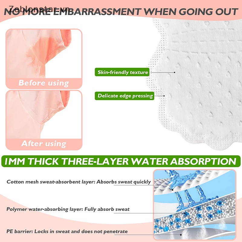 Set 10 / 30 Miếng Dán Thấm Hút Mồ Hôi Cho Vùng Da Dưới Cánh Tay