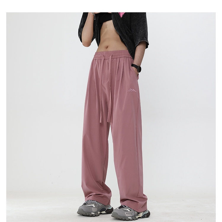 Quần Thể Thao Ống Rộng Mau Khô Màu Đen Hợp Thời Trang Mùa Hè Cho Nam