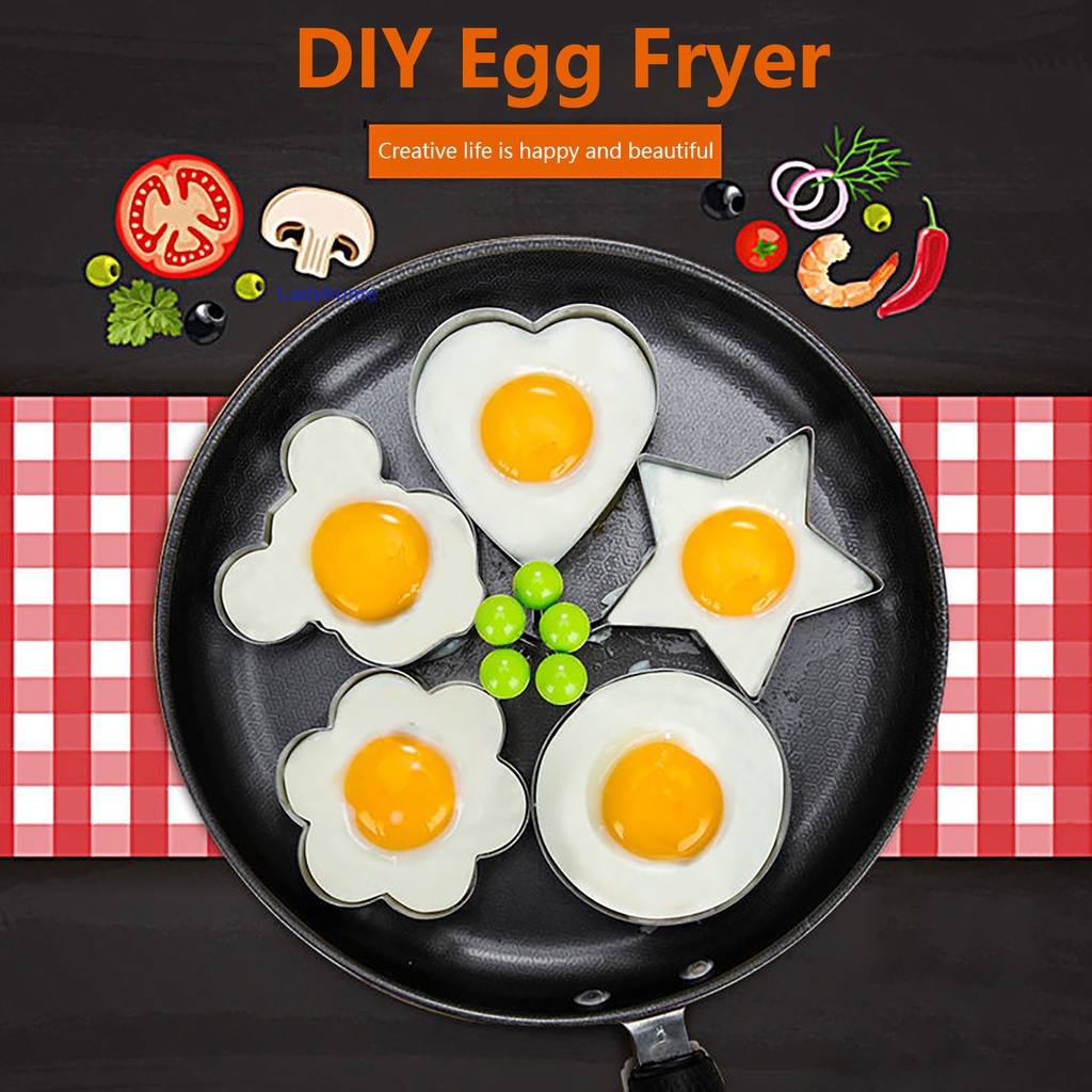 Set 5 Khuôn Chiên Trứng Ốp La Nhiều Hình Dáng Bằng Thép Không Gỉ