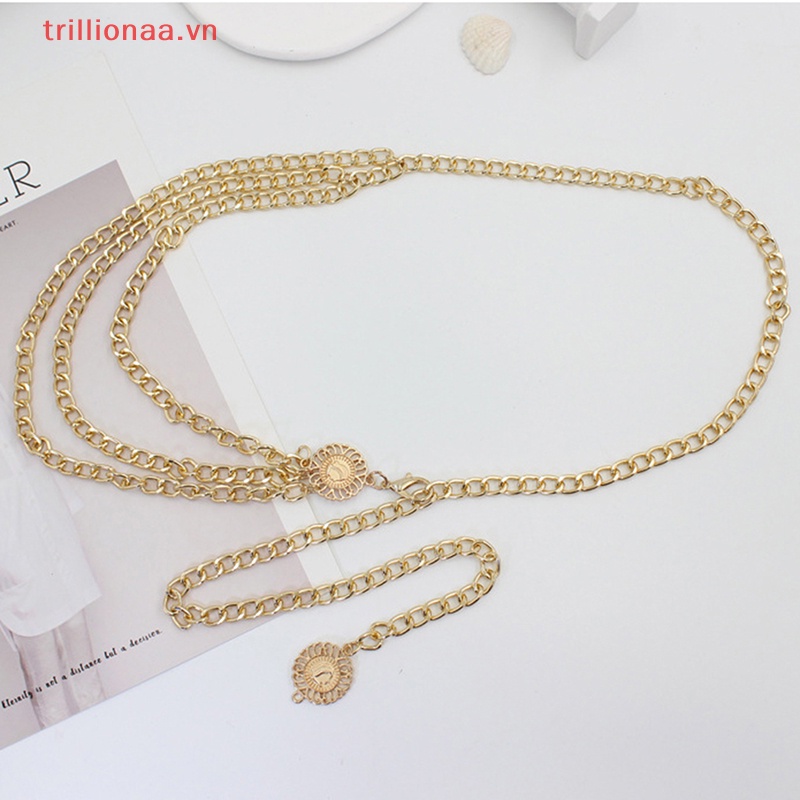 Thắt Lưng Dây Xích Dài Nhiều Lớp Bằng Kim Loại Tùy Chỉnh Thời Trang Cho Nữ