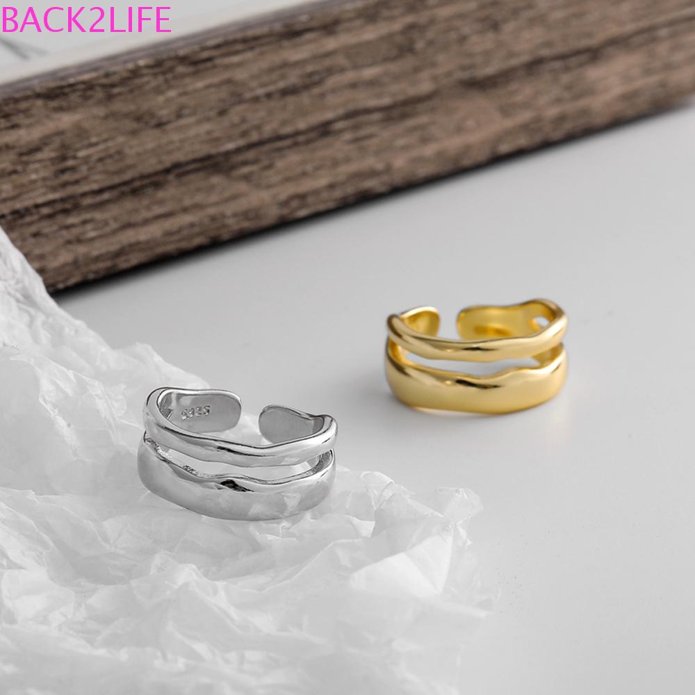 Nhẫn Hở Hai Vòng Tạo Hình Gợn Sóng Hai Vòng Tùy Chỉnh Thời Trang Cho Nữ Dự Tiệc