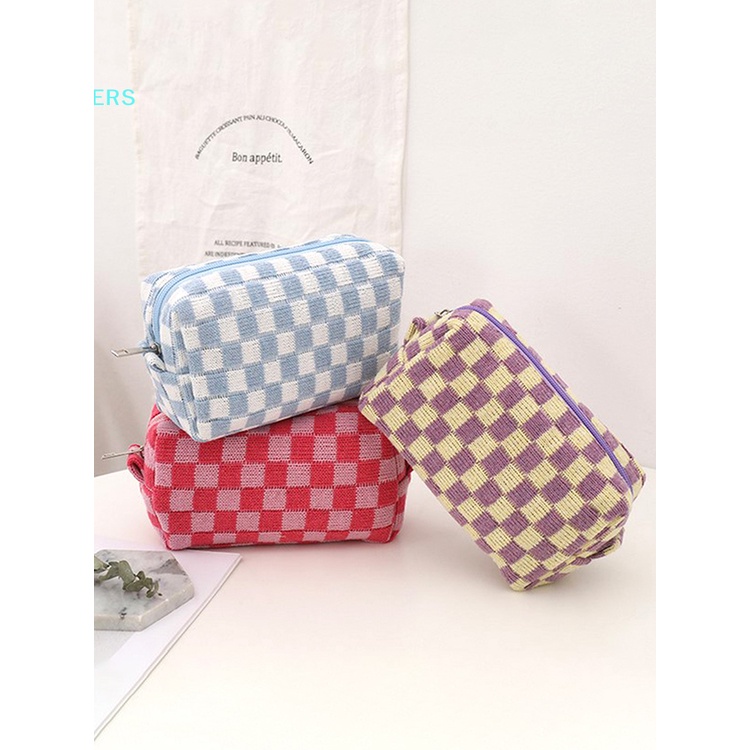 Ce Ins Túi Đựng Bút Dệt Kim Sức Chứa Lớn Có Khóa Kéo RS