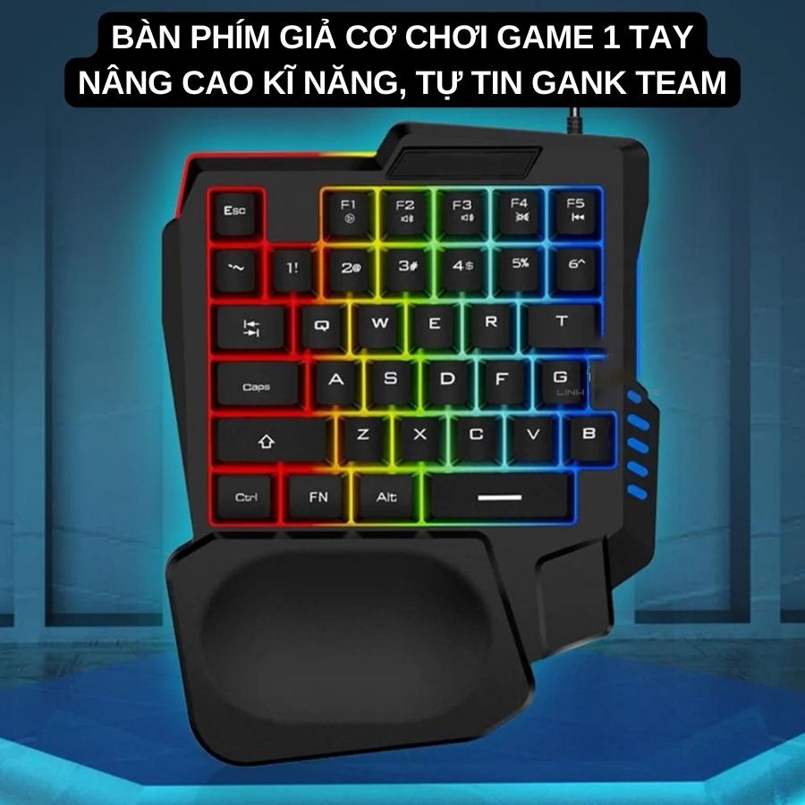 Bàn phím giả cơ một tayK13 / dùng cho IOS, Android, PC Full LED - Bàn phím 1 tay Chơi game PUBG mobile