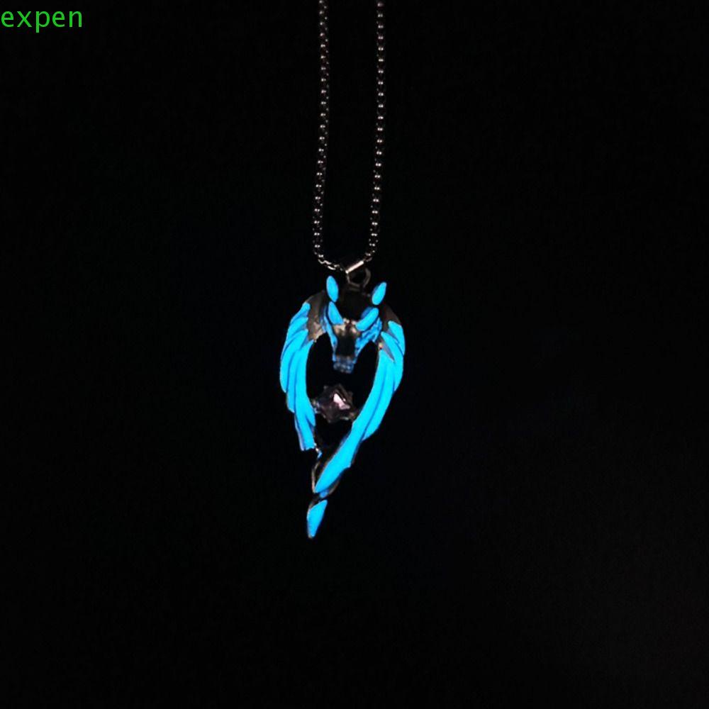 EXPEN Vòng cổ Mặt Hình Đầu Sói Phát Sáng Trong Bóng Tối Phong Cách Hiphop Thời Trang Hàn Quốc