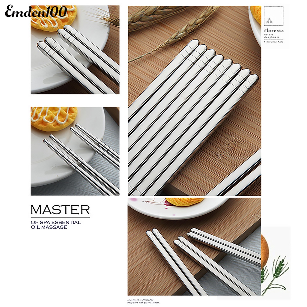 Set 10 Đôi Đũa Vuông Bằng Thép Không Gỉ