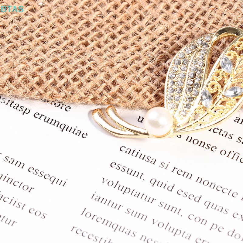 Ghim Cài Áo Hình Lá Đính Đá Thanh Lịch Cho Nữ