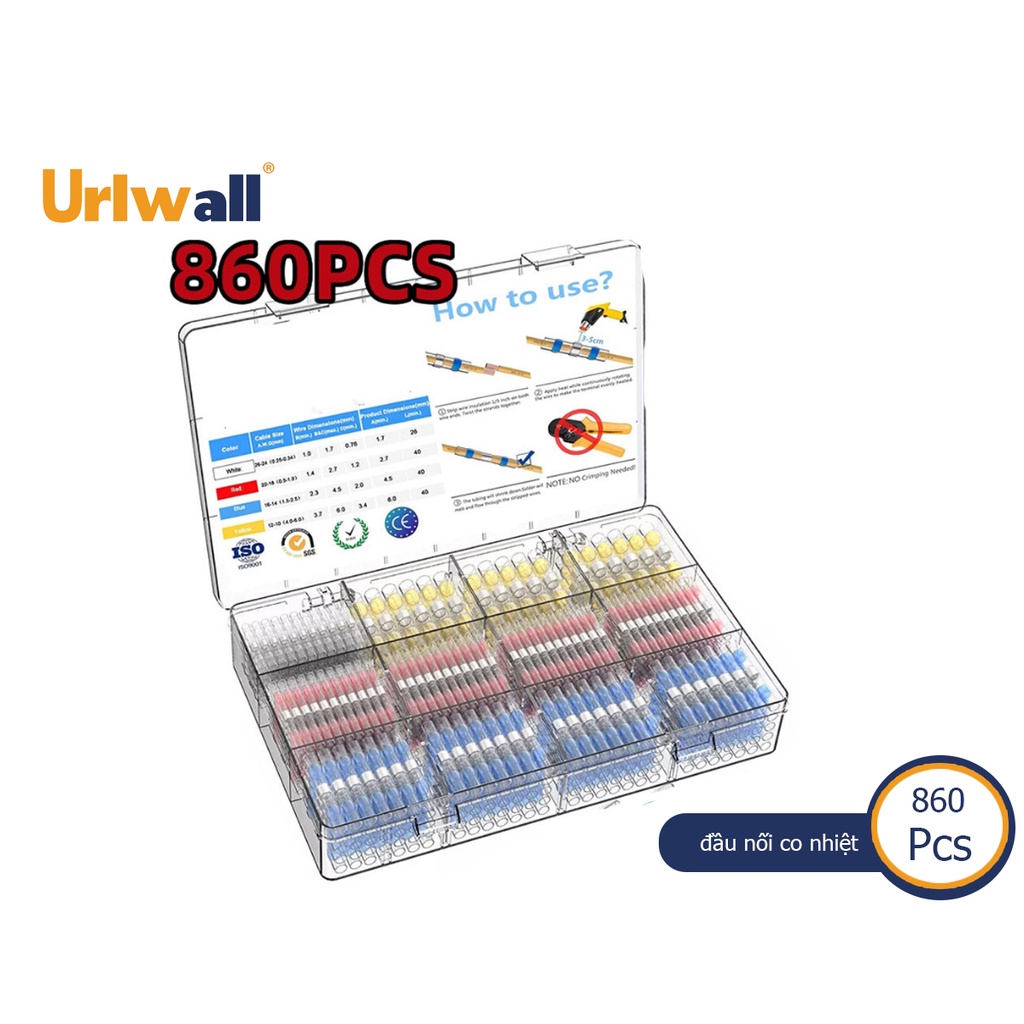 Urlwall Set 860 Ống Co Nhiệt Chống Thấm Nước Chuyên Dụng Cho Đầu Nối Dây Điện