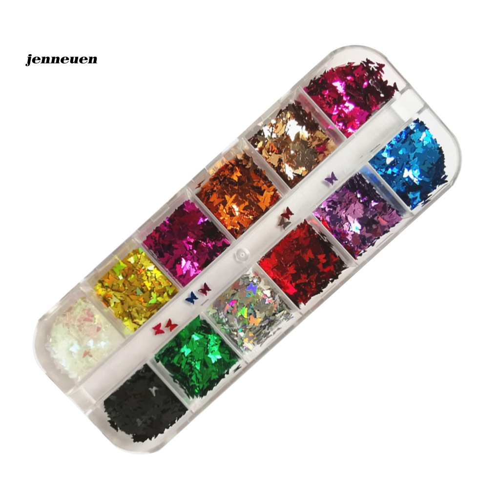 Hộp Sequin Hình Bướm Màu Dạ Quang Dùng Trang Trí Móng Tay