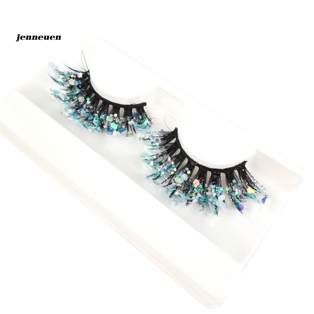 1 Cặp Lông Mi Giả 2 Kiểu Đính Kim Sa 3D Phát Sáng Dành Cho Nữ