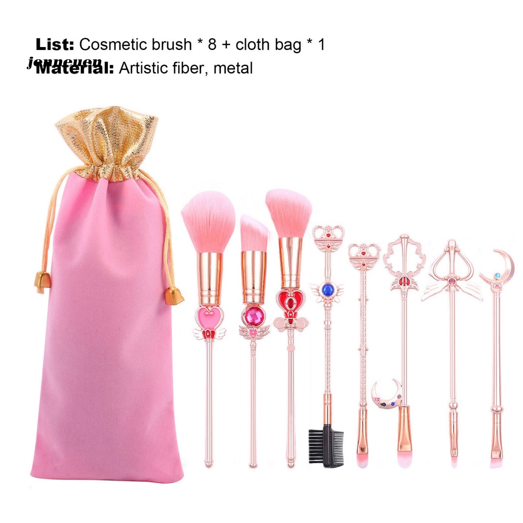 Set 8 Cọ Trang Điểm Cán Dài Họa Tiết Anime Cho Nữ