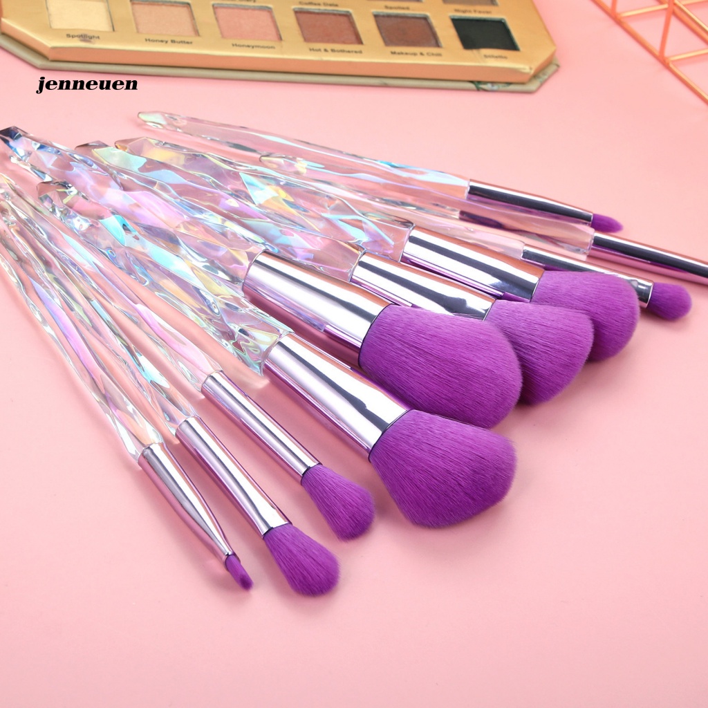 Set 10 Cọ Trang Điểm Hình Quạt Bằng Pha Lê Trong Suốt