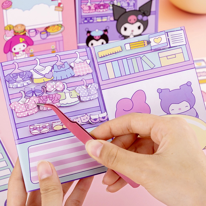 SANRIO Sách Đồ Chơi Kuromi Melody Thủ Công DIY Yên Tĩnh Cho Bé