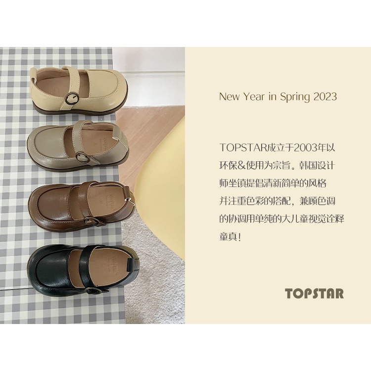 Giày Búp Bê Da Thật Mũi Vuông Phong Cách Hàn Quốc Cho Bé Gái