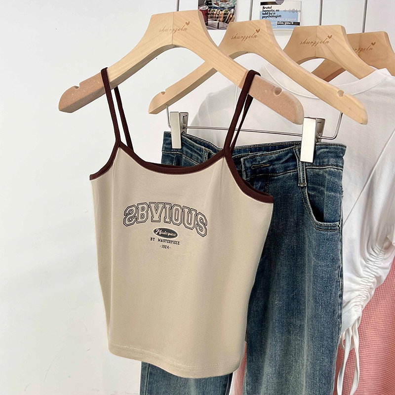 Áo Lửng Không Tay in Họa Tiết Mới Với Dây Đeo Cổ Phong Cách Retro Mùa Hè Dành Cho Nữ