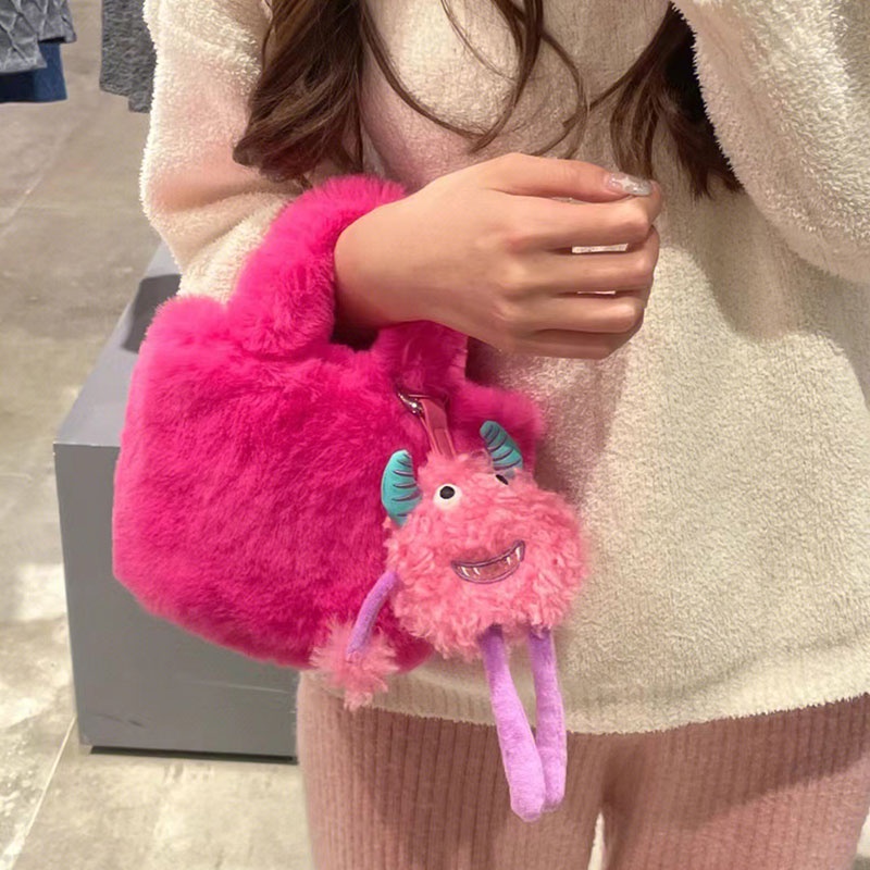 FOREVER LENGRUI  Túi Đeo Chéo Hình Quái Vật Nhỏ Nhồi Bông Phong Cách Hàn Quốc