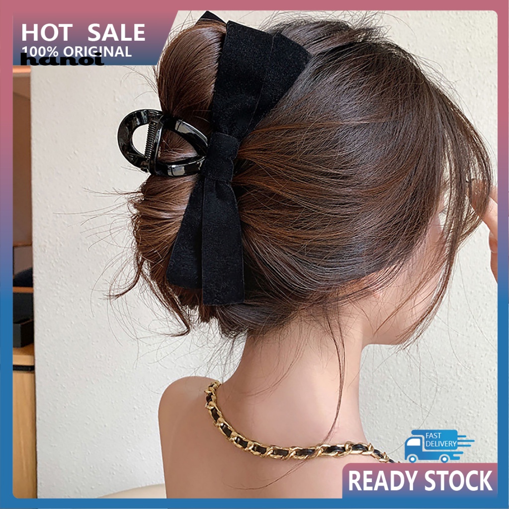 Kẹp Tóc Dạng Nơ Màu Trơn Co Giãn Tốt Có Răng Kẹp Dành Cho Nữ