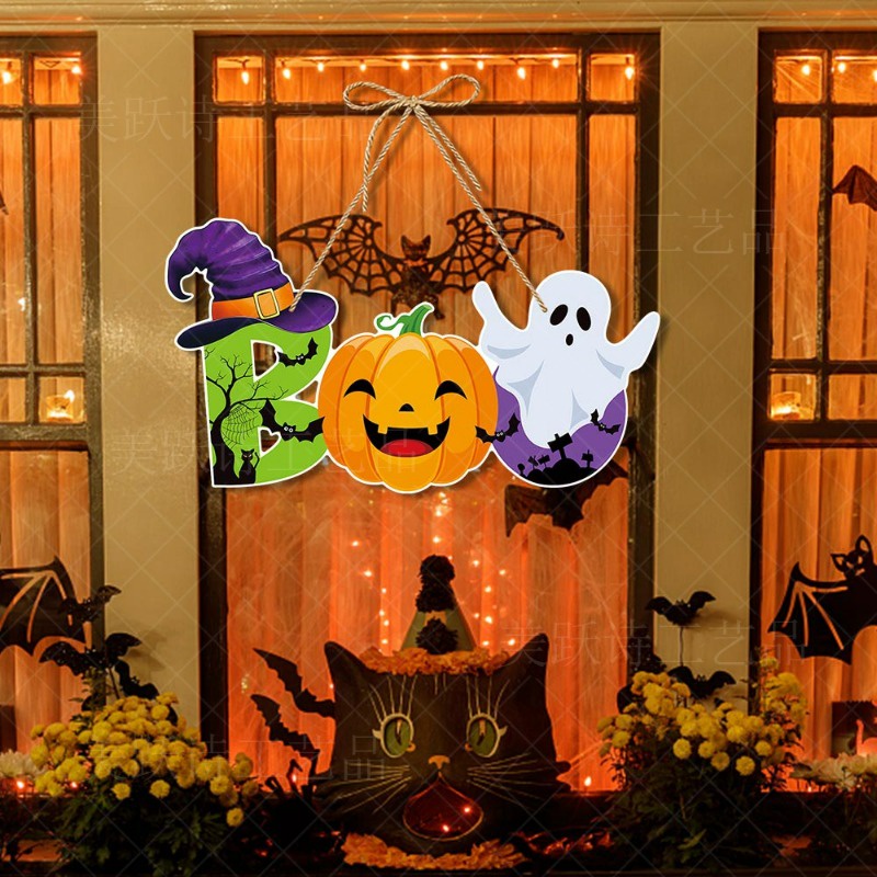 Phụ Kiện Treo Cửa Trang Trí Tiệc Halloween Hình Ma / Mèo Đen / Bí Ngô