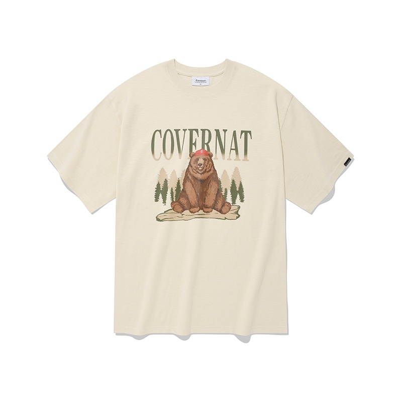 Áo Thun Ngắn Tay In Hình Gấu Bằng Vải cotton