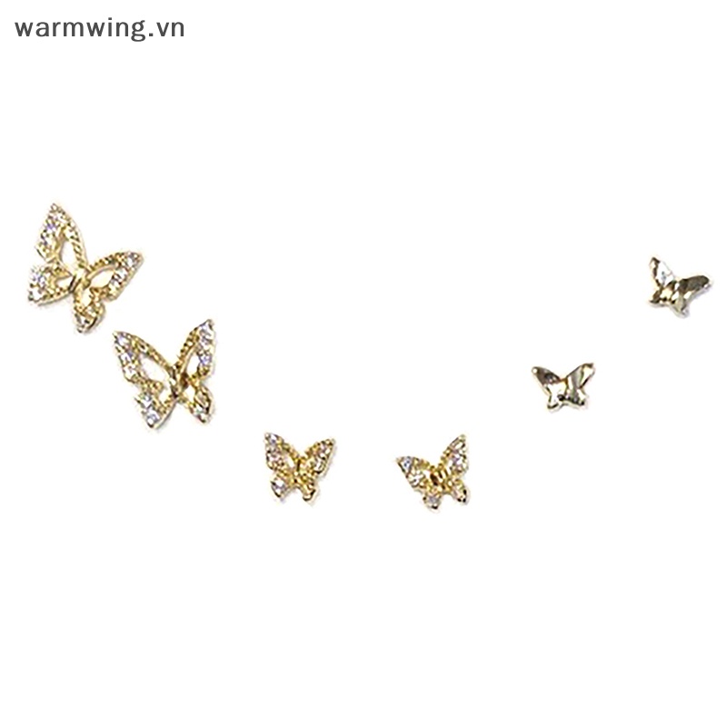 Set 6 Bông Tai Hình Bướm Đính Đá Zircon Đơn Giản Cho Nữ