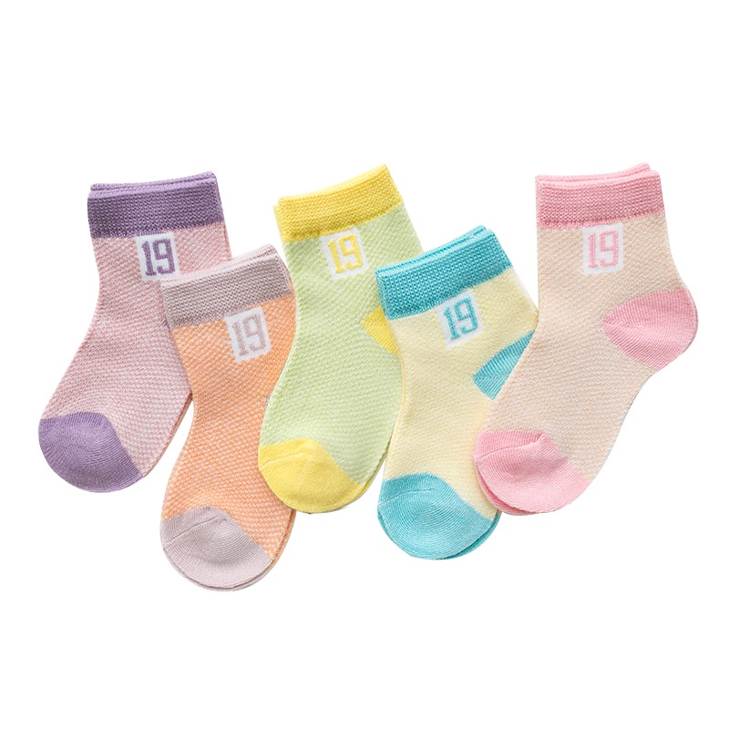 Set 5 Đôi Tất Cotton Mỏng Phối Lưới Thời Trang Mùa Hè Cho Bé Sơ Sinh