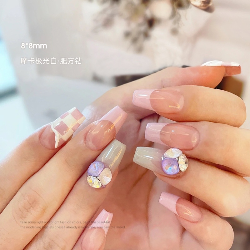 Phụ Kiện Đá Mocha Hình Bướm / Trái Tim / Kim Cương Lấp Lánh Ánh Trăng / Xanh Lam / Trắng