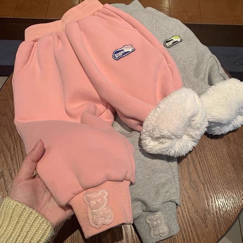 Beibeiyin Quần Legging Len Lông Cừu Dày Dặn Giữ Ấm Mùa Đông Cho Bé Gái