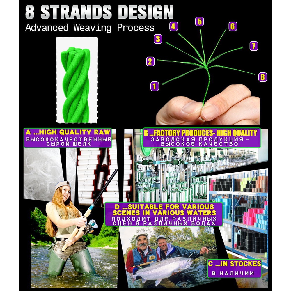 Bakawa Cuộn Dây Câu Cá Bện 4 Sợi pe Dài 300m