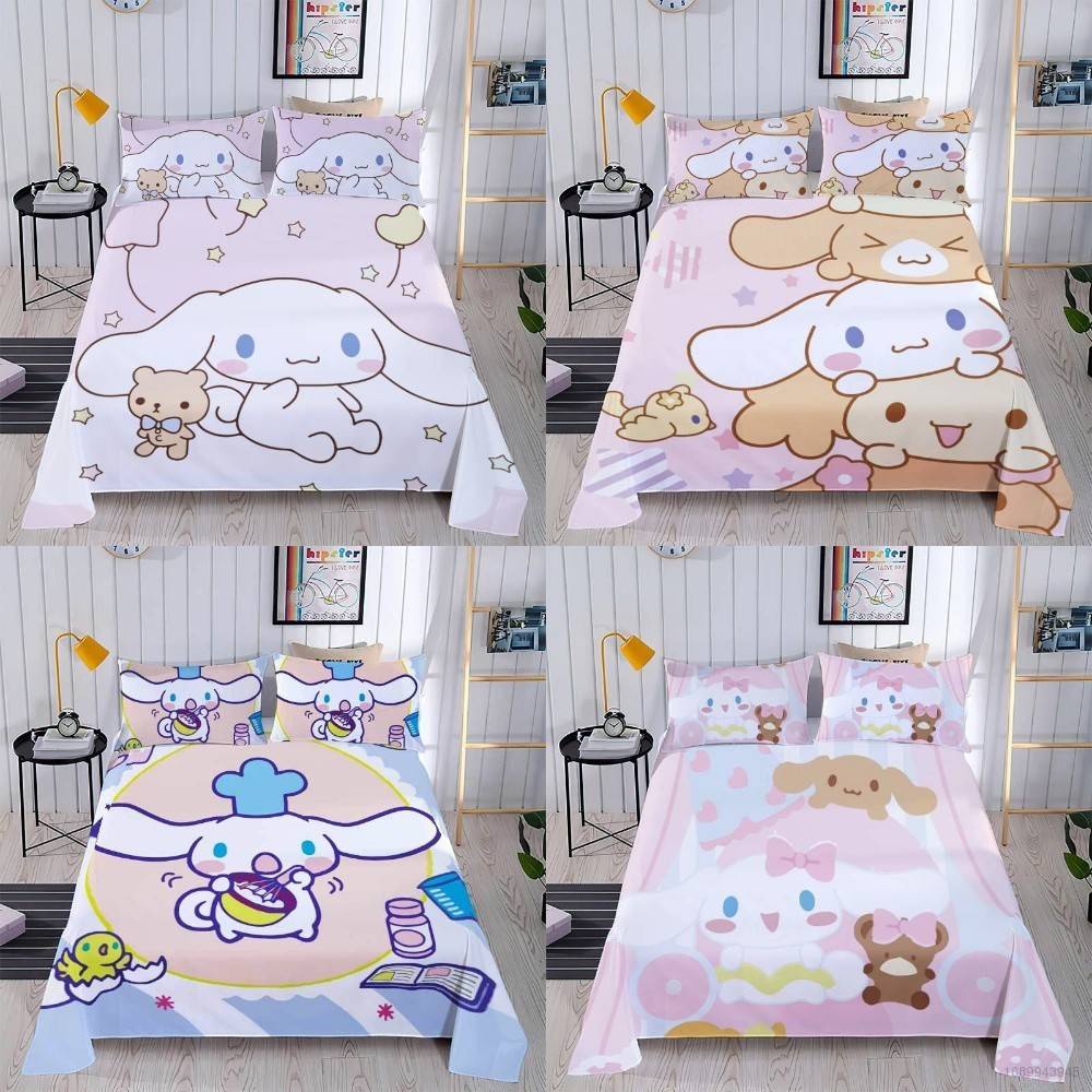 SANRIO Bộ Ga Trải Giường Và Vỏ Gối 3 Trong 1 Hình Cinnamoroll Dễ Thương