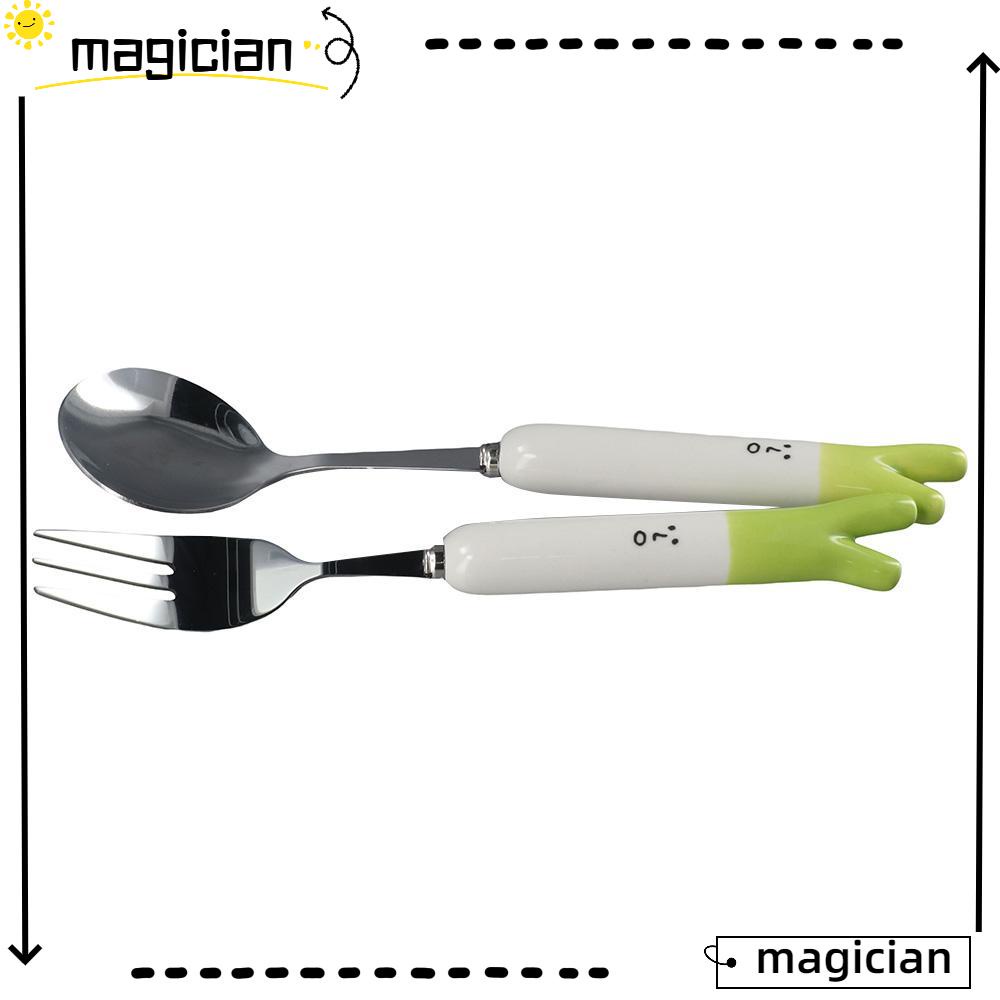 Bộ Dụng Cụ Ăn Bằng Thép Không Gỉ Hình Hành Tây Màu Xanh Lá