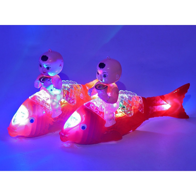 Đồ Chơi Lồng Đèn Trung Thu em bé cưỡi Cá Chép Có Nhạc, Đèn Cho Bé cá quẫy đuôi