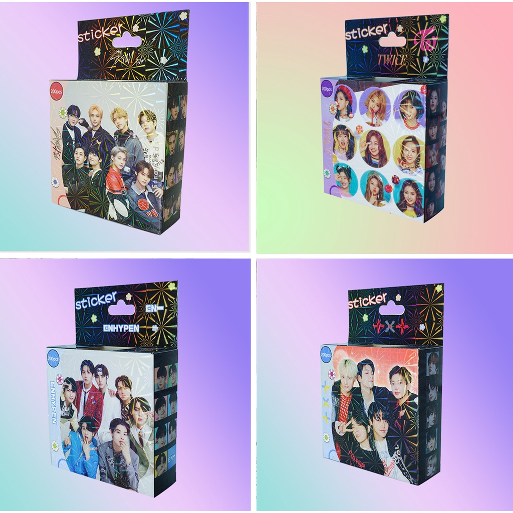 Hộp 200 Nhãn Dán Trang Trí In Chữ BT-S TWICE STRAY KIDS NCT EN-HYPEN TXT
