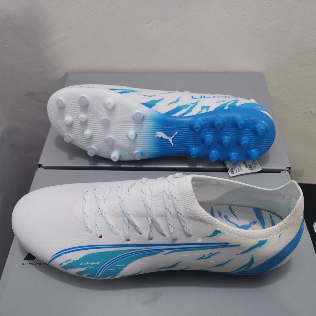 Giày bóng đá ultra ultimate mg white blue giày bóng đá dành cho người lớn