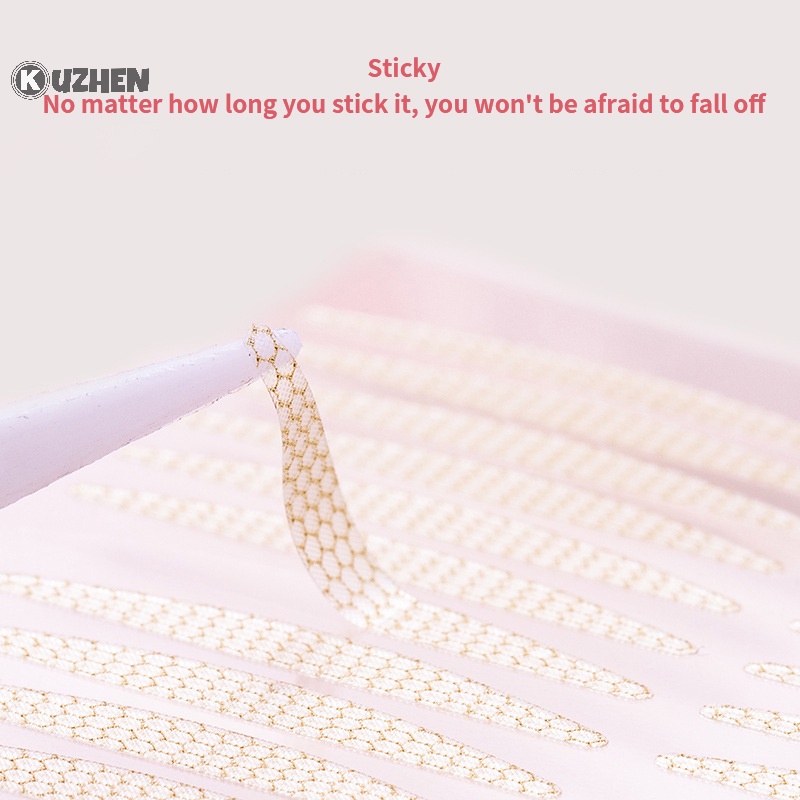 Kuzhen Set 200 Miếng Dán Tạo Mắt Hai Mí Tự Dính Vô Hình Màu Be Trong Suốt Kẻ Sọc