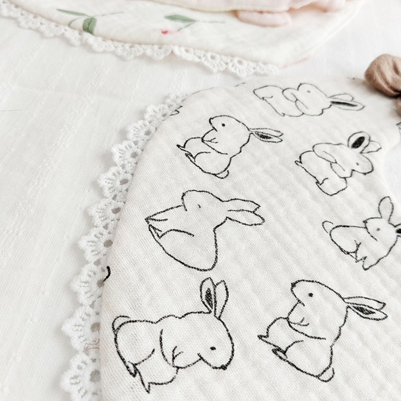 Yếm Ăn Vải cotton Họa Tiết Hoa Xinh Xắn Cho Bé