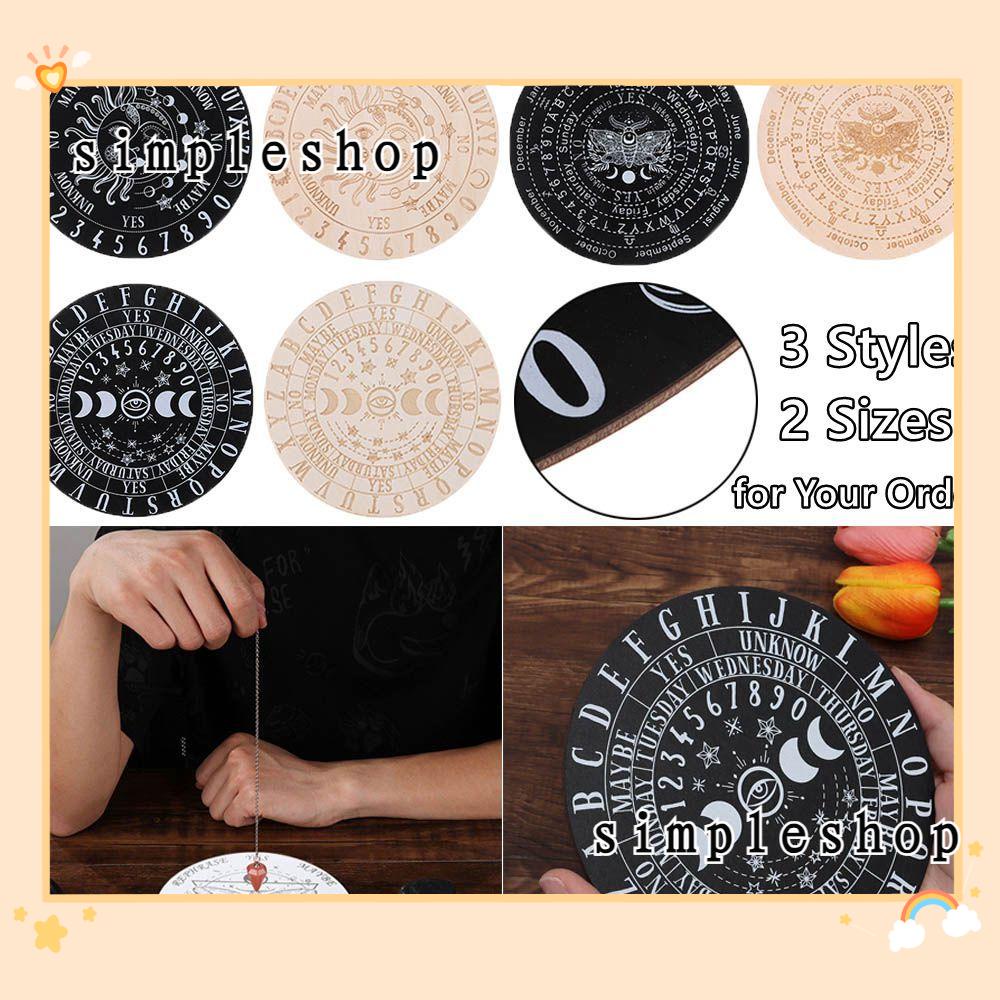 ❀SIMPLE❀ for Divination Wooden Pendulum Board Handmade Coasters Cat Pattern Slice Wood Base Laser Cut Pendant Pendulum Craft Wall Sign Wall Art Home Decor with Stars Sun and Moon Black White Color