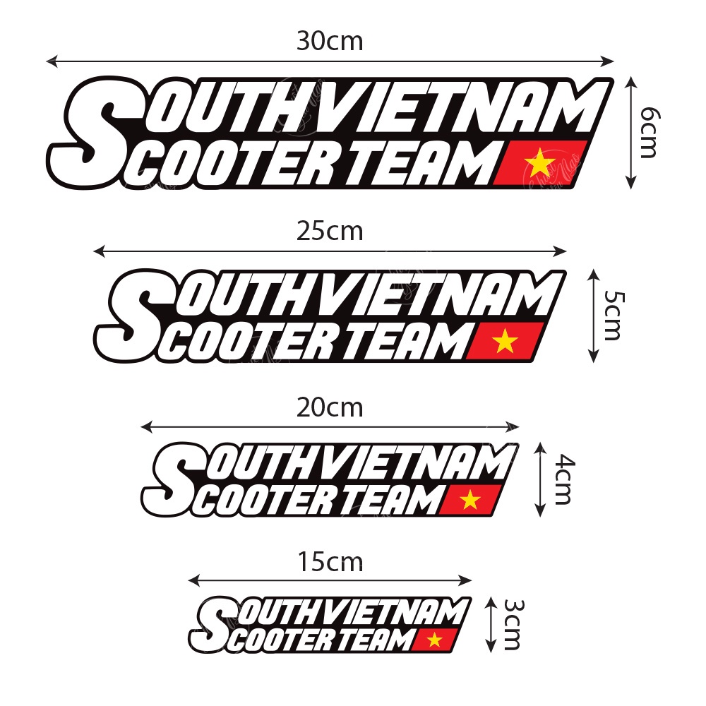 Combo 2 tem logo sticker SOUTH VIETNAM SCOOTER TEAM decal hội nhóm xe dán trang trí xe