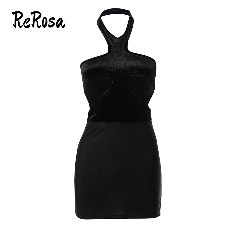 Rerosa Đầm Mini Màu Trơn Khoét Rỗng Không Tay Khoét Rỗng Thấp Vừa Vặn Phong Cách Mới 2023 Cho Nữ