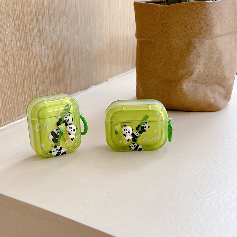 Vỏ Bảo Vệ Hộp Sạc Tai nghe không dây Airpods Pro2 3 2 1 3 2021 Bằng Tre Hình Gấu Trúc Dễ Thương