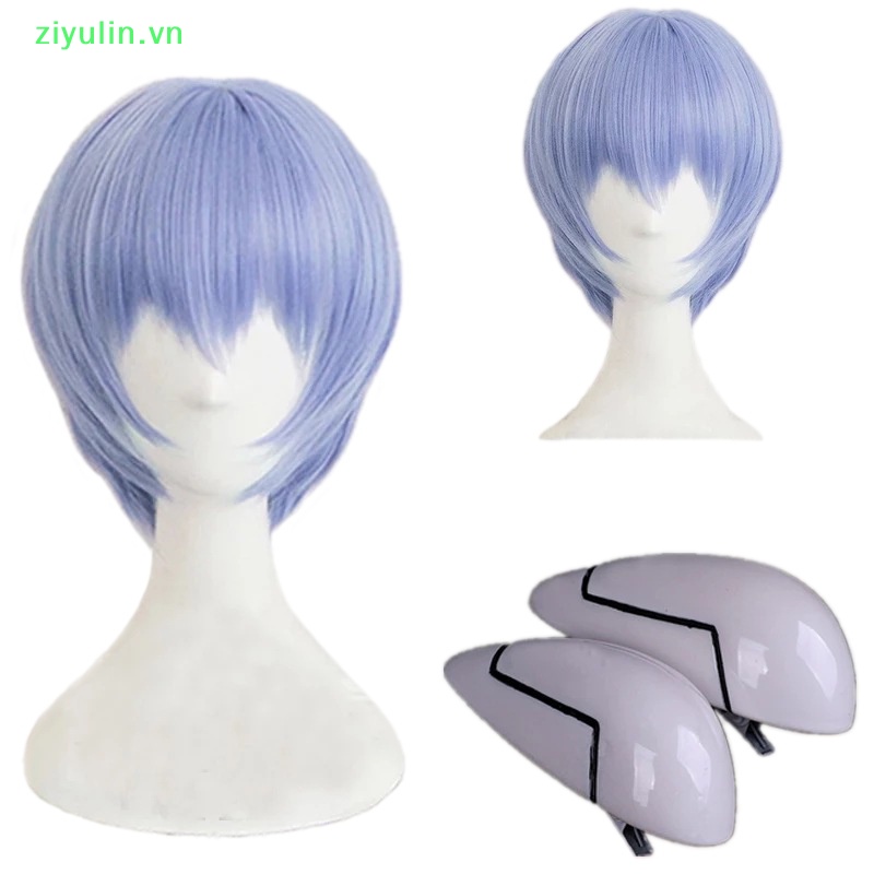 Tóc Giả Ngắn Màu Xanh Dương Nhạt Bằng Sợi Tổng Hợp Chịu Nhiệt Dùng Hóa Trang Ayanami Rei