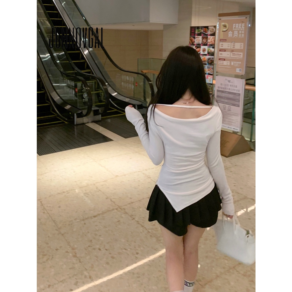 Junnovgal women 2023 thời trang mới skinny hollow sexy đa năng áo sơ mi đáy
