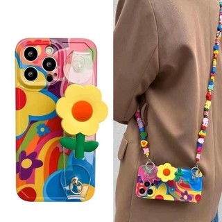 Graffiti flower with sunflower wristband phone case for samsung s23fe s23ultra s23plus s22 note20 s21fe s21ultra 5g s30ultra s10lite note10 m54 5g f54 sling case