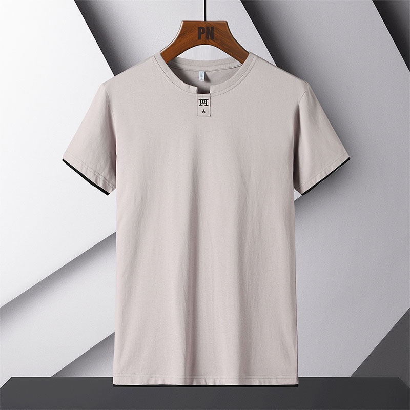 Áo Thun Cotton Ngắn Tay Cổ Tròn Dáng Suông Màu Trơn Thời Trang Mùa Hè Cho Nam