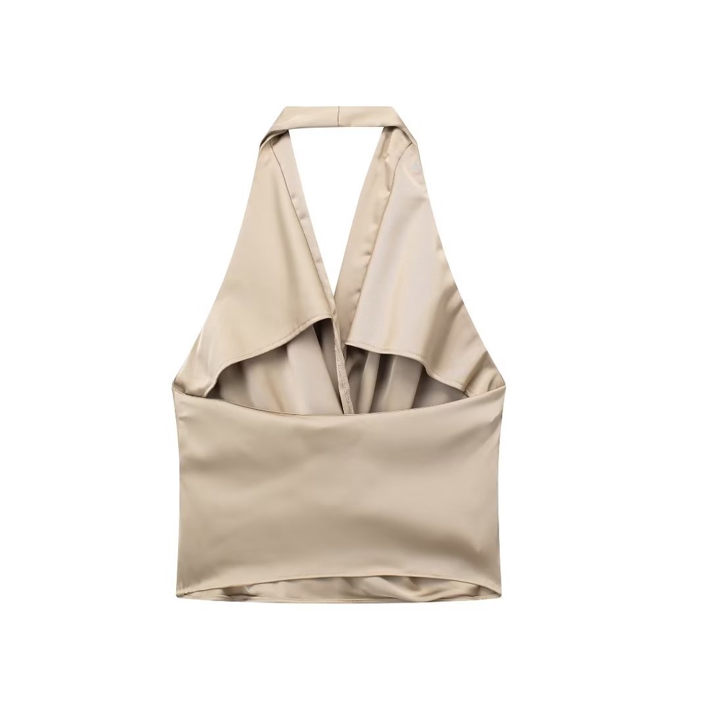 Áo Hai Dây Lụa satin Họa Tiết qunz 6103