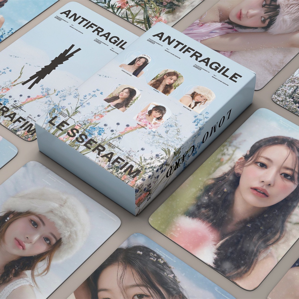 55pcs/box LE SSERAFIM FREALESS Album ANTIFRAGILE Photocards Eunchae Chaewon Sakura Kazuha Yunjin Lomo Cards Lesserafim Kpop Postcards LETAOTAO2023
