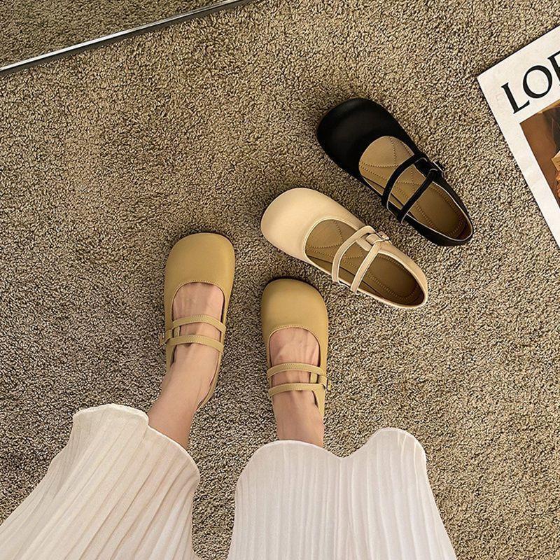 Giày Đế Bằng Kiểu Dáng Dễ Thương Xinh Xắn Dành Cho Nữ#039Giày Búp Bê Da Mềm Mũi Tròn Thời Trang Cho Nữ