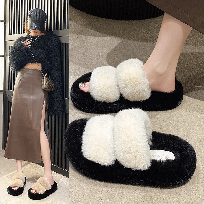 Prowow❤Màu Sắc Dép Bông Đi Trong Nhà Phong Cách Hàn Quốc Thời Trang Thu Đông Cho Nữ
