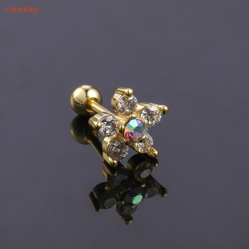 1 Khuyên Tai Xoắn Ốc Đính Đá Zircon Hình Hoa Đơn Giản Thời Trang Dự Tiệc Cho Bạn Gái