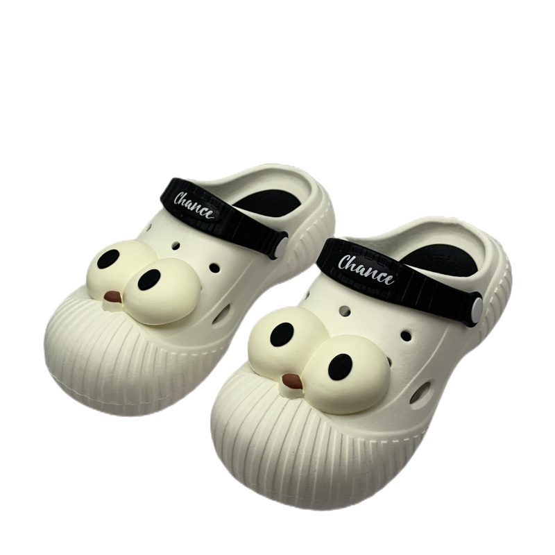 Dép Bít Mũi Chống Trượt Có Lỗ Thoáng Khí Hình Chú Chó Mắt To Dễ Thương Thời Trang Đi Biển Mùa Hè Cho Cặp Đôi