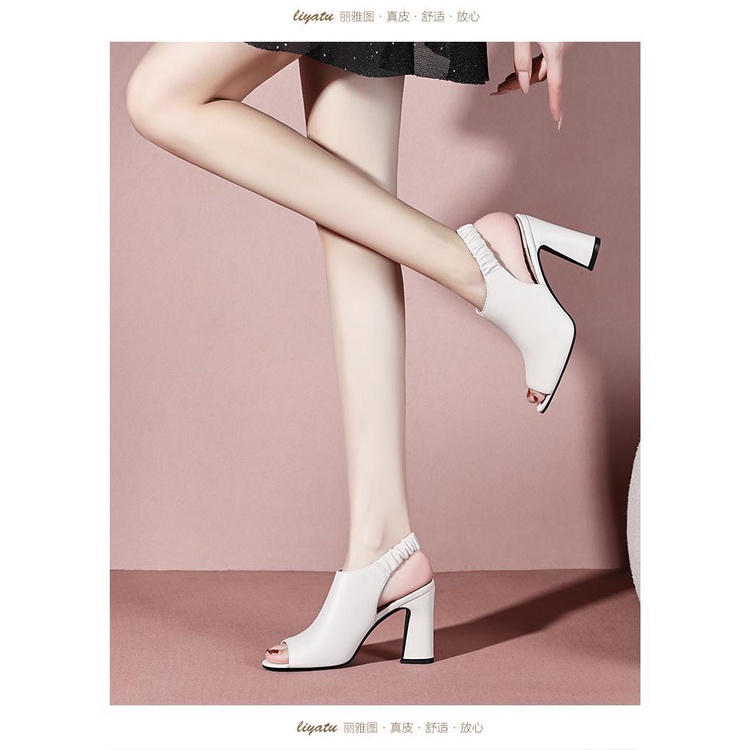 OFF WHITE Xăng đan Cao Gót Hở Mũi Mềm Mại Thời Trang Mùa Hè 2023 Cho Nữ